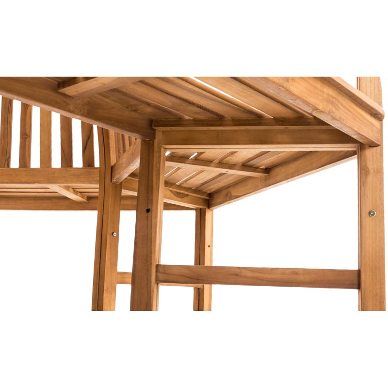 Banco Kenna con reposabrazos, semicircular, 200 cm de teca