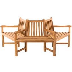 Banco Kenna con reposabrazos, semicircular, 200 cm de teca