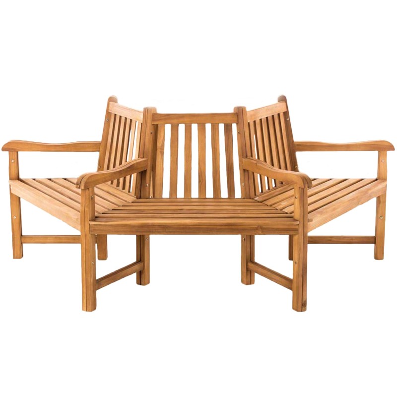 Banco Kenna con reposabrazos, semicircular, 200 cm de teca