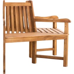 Banco Kenna con reposabrazos, semicircular, 200 cm de teca