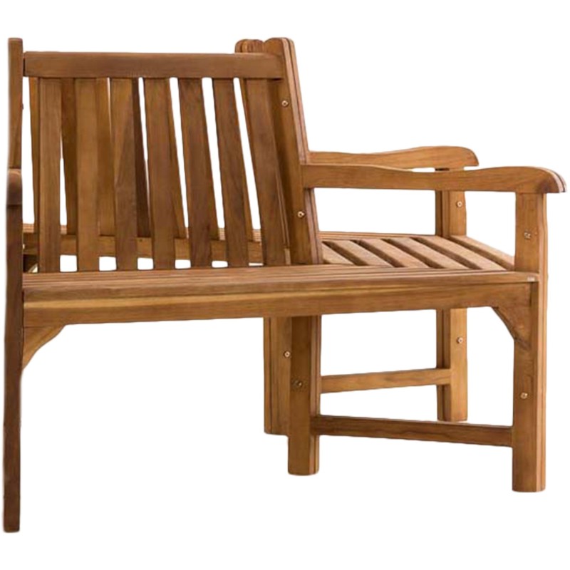 Banco Kenna con reposabrazos, semicircular, 250 cm de teca