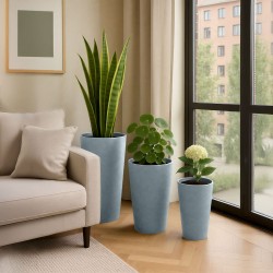 Juego de 3 macetas grises