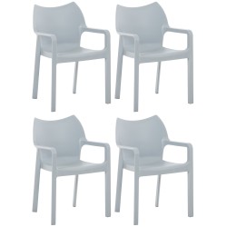 Juego de 4 sillas Diva gris claro