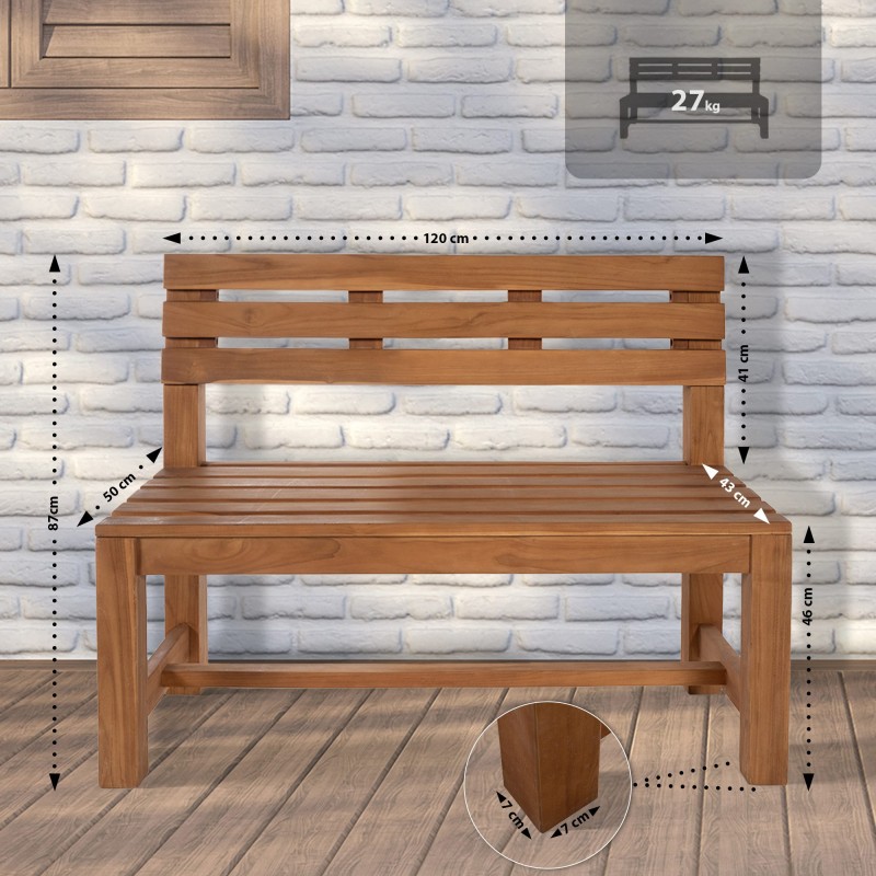 Banco de teca Augusta de 120 cm