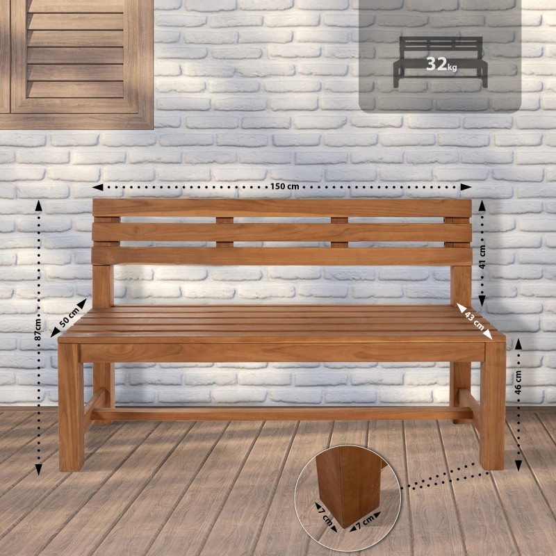 Banco de teca Augusta de 150 cm