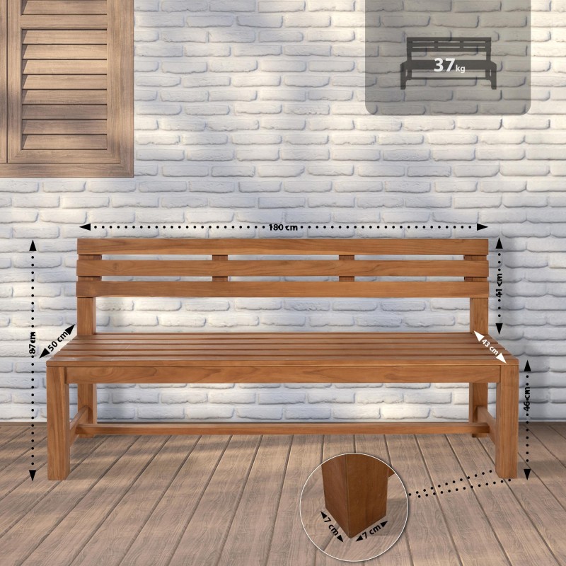 Banco de teca Augusta de 180 cm