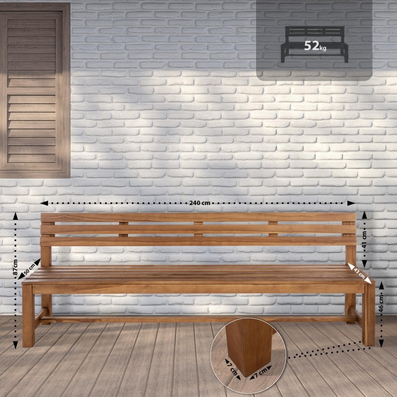 Banco de teca Augusta de 240 cm
