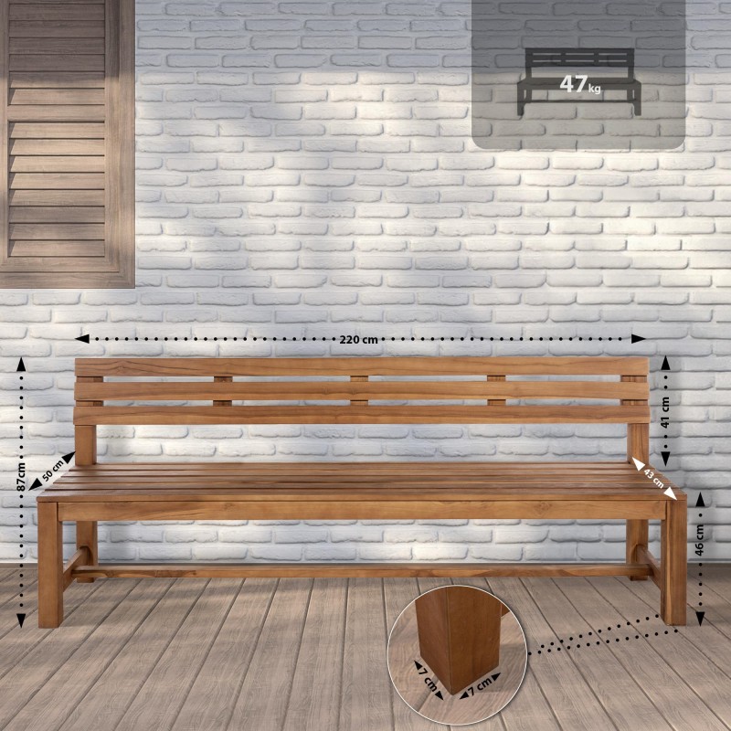 Banco de teca Augusta de 220 cm