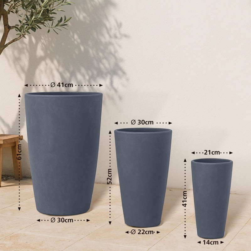 Juego de 3 macetas de color antracita