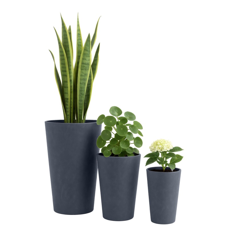 Juego de 3 macetas de color antracita