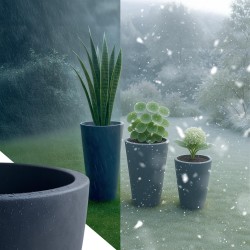 Juego de 3 macetas de color antracita