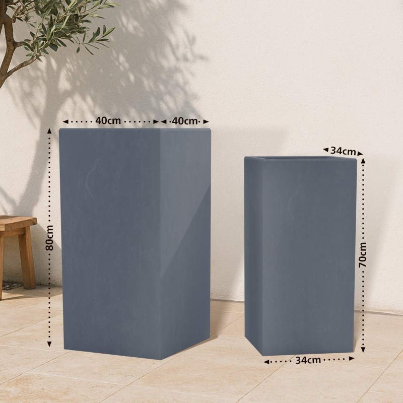 Juego de 2 macetas, color antracita