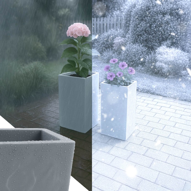 Juego de 2 macetas, 3 grises