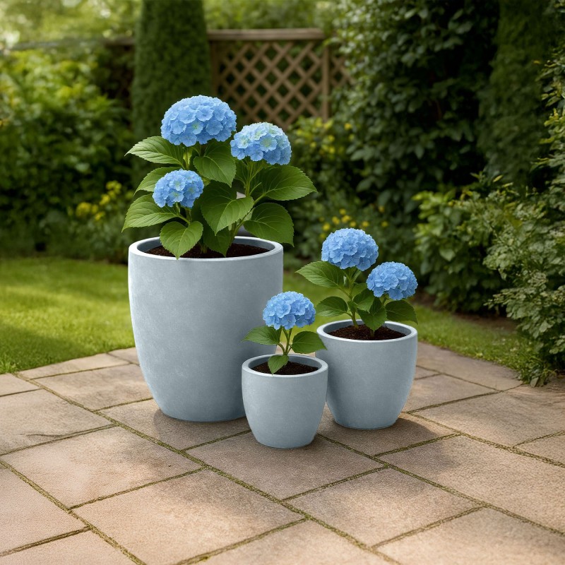 Juego de 3 macetas, 1 gris