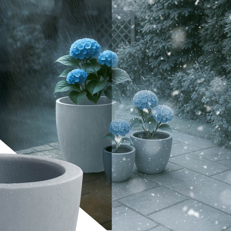 Juego de 3 macetas, 1 gris