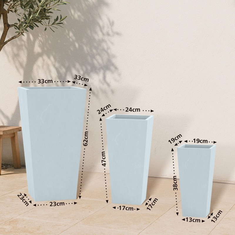 Juego de 3 macetas, 2 grises