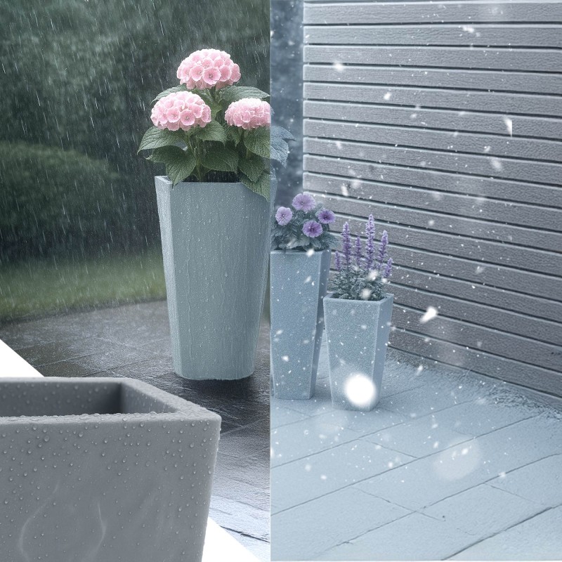 Juego de 3 macetas, 2 grises