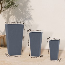 Juego de 3 macetas, 2 de color antracita