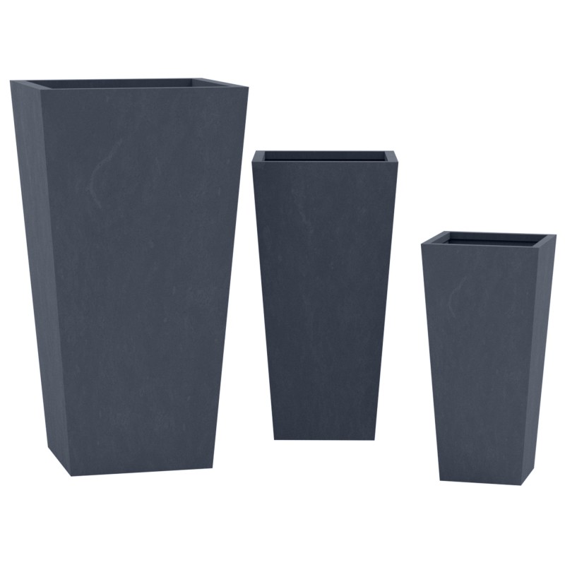 Juego de 3 macetas, 2 de color antracita