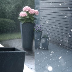 Juego de 3 macetas, 2 de color antracita