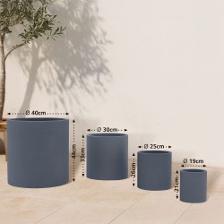 Juego de 4 macetas, 1 de color antracita