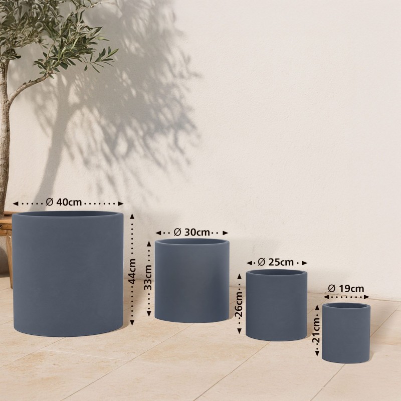 Juego de 4 macetas, 1 de color antracita