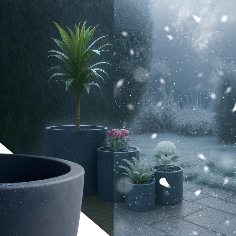 Juego de 4 macetas, 1 de color antracita