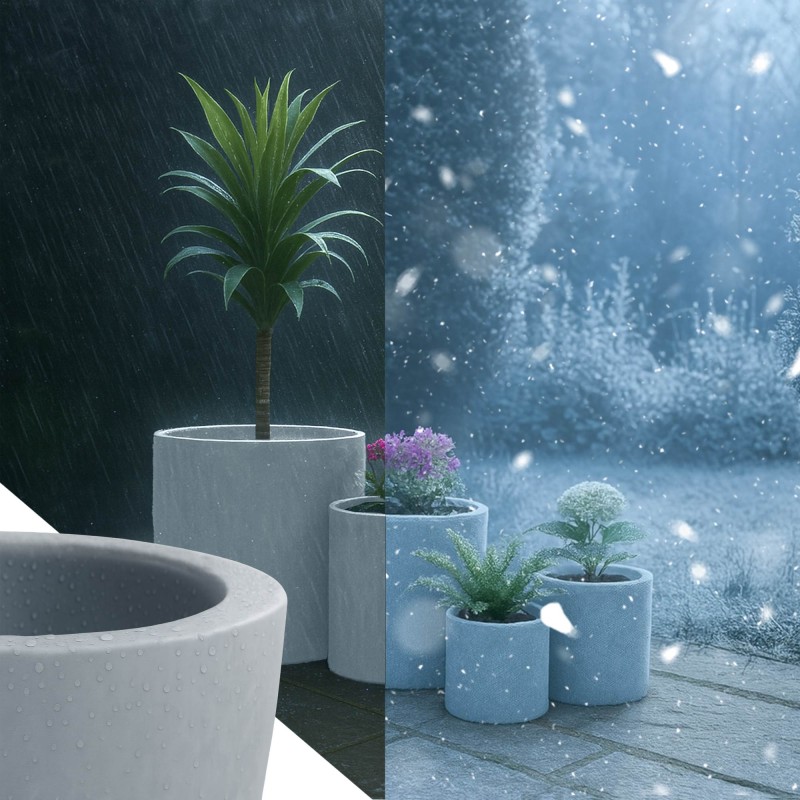 Juego de 4 macetas, 1 gris