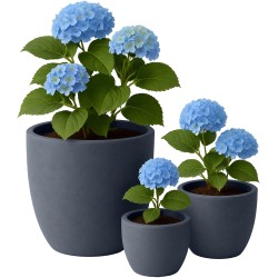 Juego de 3 macetas, 1 color antracita