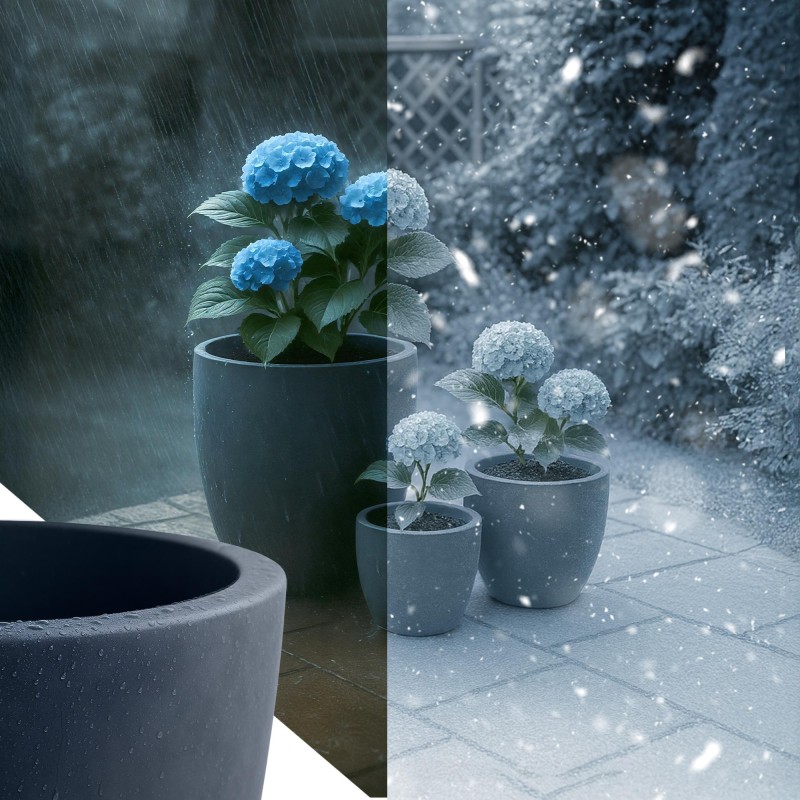 Juego de 3 macetas, 1 color antracita