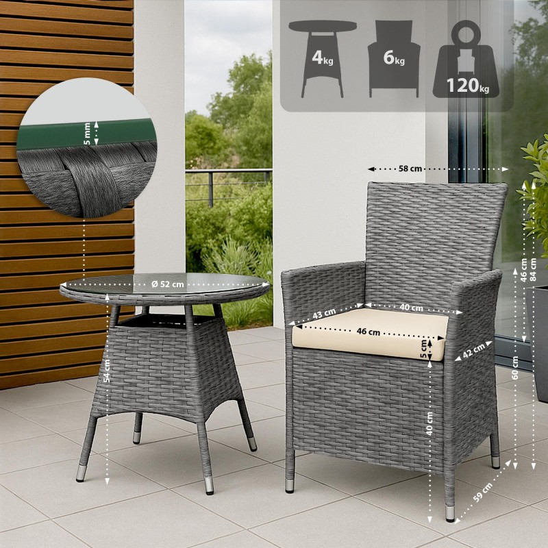 Grupo de sillas Fireda, mezcla gris