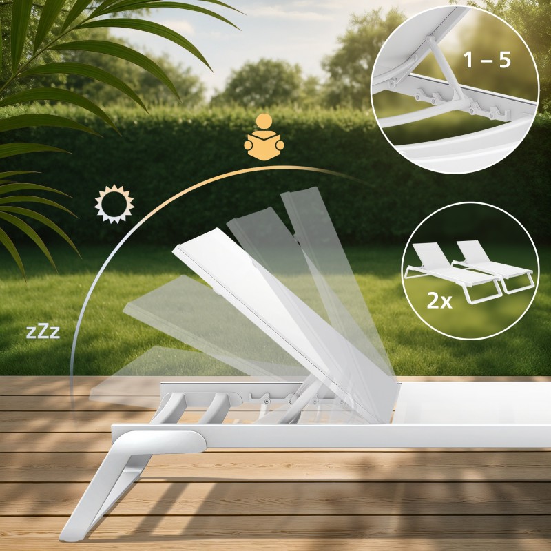 Juego de 2 tumbonas Tropic blancas