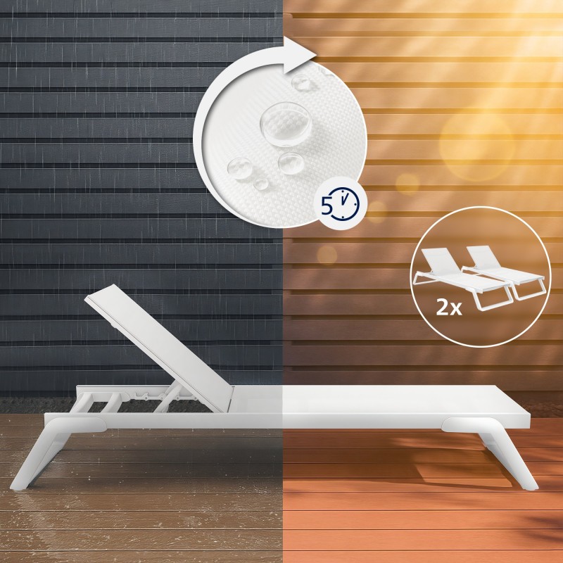 Juego de 2 tumbonas Tropic blancas