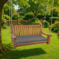 Banco mecedor Joyce con cojín de asiento, 120 cm, teca gris oscuro