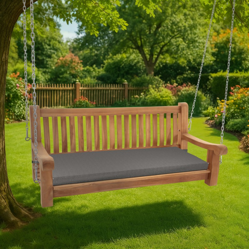 Banco mecedor Joyce con cojín de asiento, 150 cm, teca gris oscuro