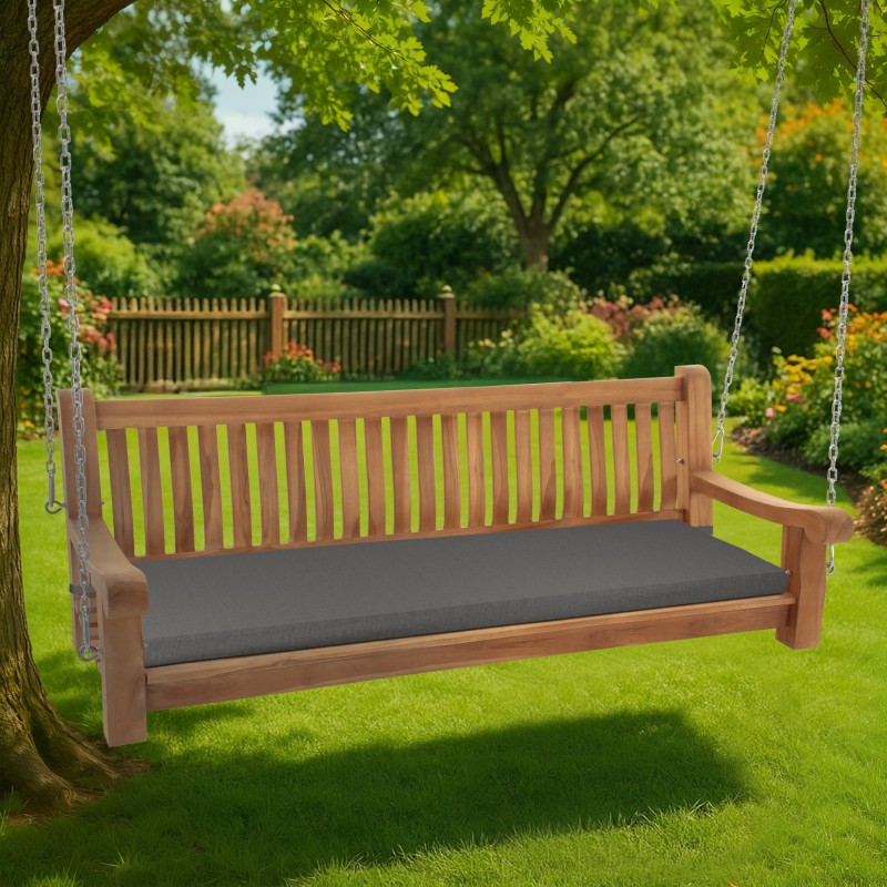 Banco mecedor Joyce con cojín de asiento, 180 cm, teca gris oscuro