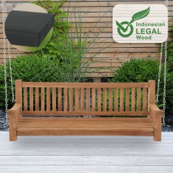 Banco mecedor Joyce con cojín de asiento, 180 cm, teca gris oscuro