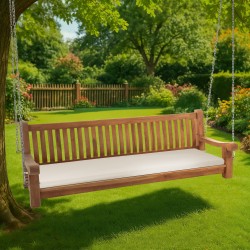 Banco mecedor Joyce con cojín, 200 cm, teca color crema