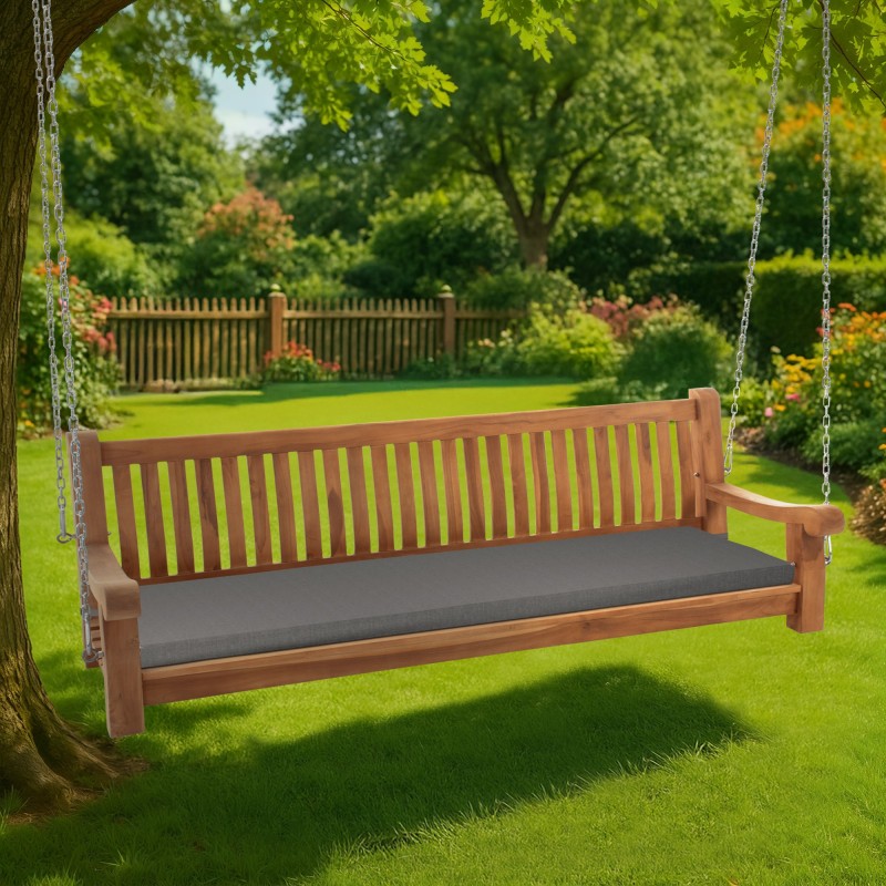 Banco mecedor Joyce con cojín de asiento, 200 cm, teca gris oscuro