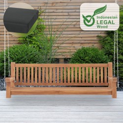 Banco mecedor Joyce con cojín de asiento, 200 cm, teca gris oscuro