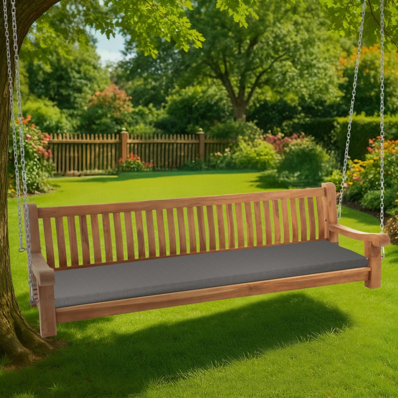 Banco mecedor Joyce con cojín de asiento, 220 cm, teca gris oscuro