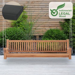 Banco mecedor Joyce con cojín de asiento, 220 cm, teca gris oscuro