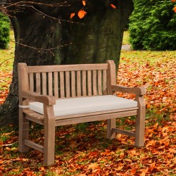 Banco Jackson de teca con cojín de asiento, 120 cm + teca color crema