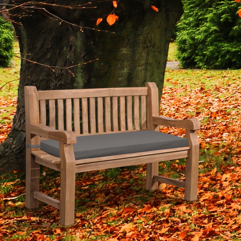 Banco Jackson de teca con cojín de asiento de 120 cm + teca gris oscuro