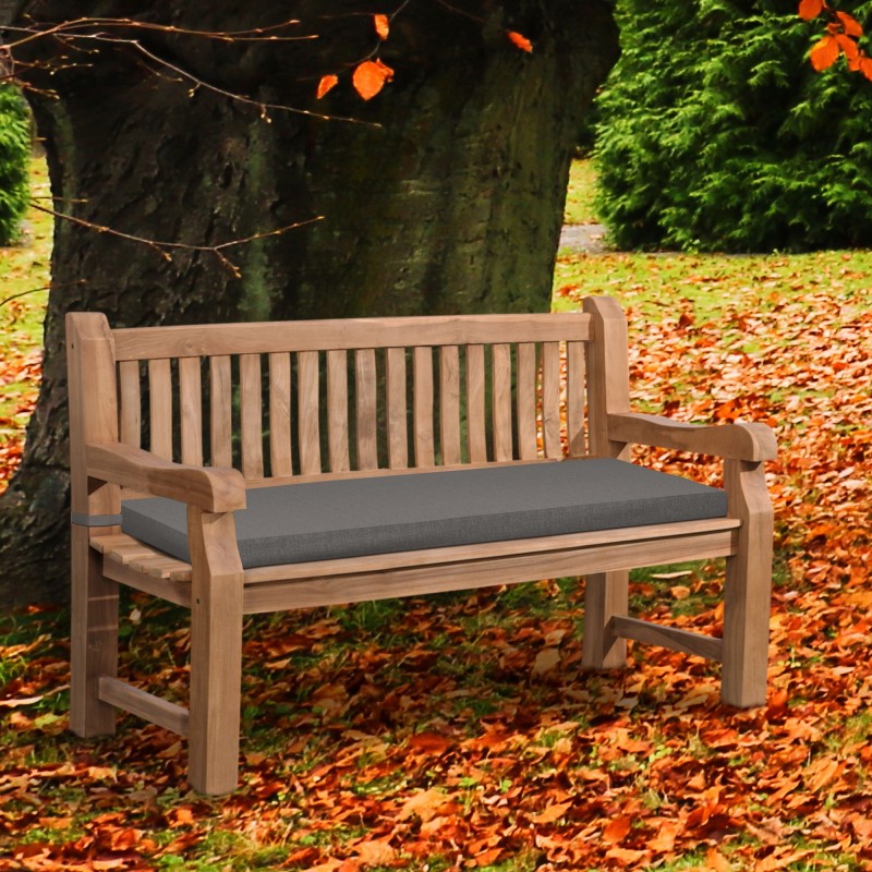 Banco Jackson de teca con cojín de asiento, 150 cm + teca gris oscuro