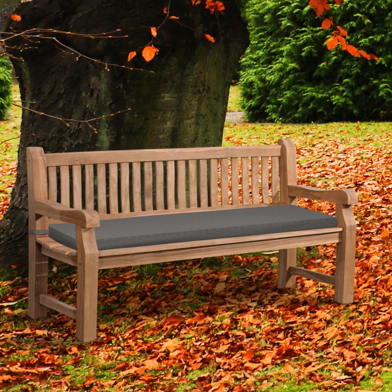 Banco Jackson de teca con cojín de asiento, 180 cm + teca gris oscuro