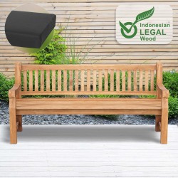 Banco Jackson de teca con cojín de asiento, 200 cm + teca gris oscuro