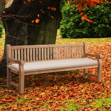 Banco Jackson de teca con cojín de asiento, 220 cm + teca color crema