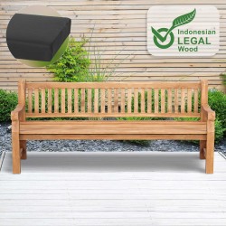 Banco Jackson de teca con cojín de asiento, 220 cm + teca gris oscuro