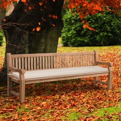 Banco Jackson de teca con cojín de asiento, 240 cm + teca color crema